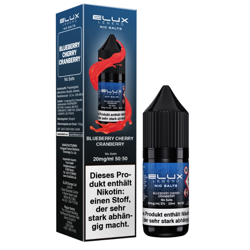Elux Nic Salts 10ml - Blueberry Cherry Cranberry 20mg