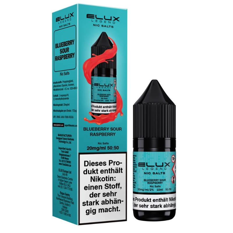 Elux Nic Salts 10ml - Blueberry Sour Raspberry 20mg