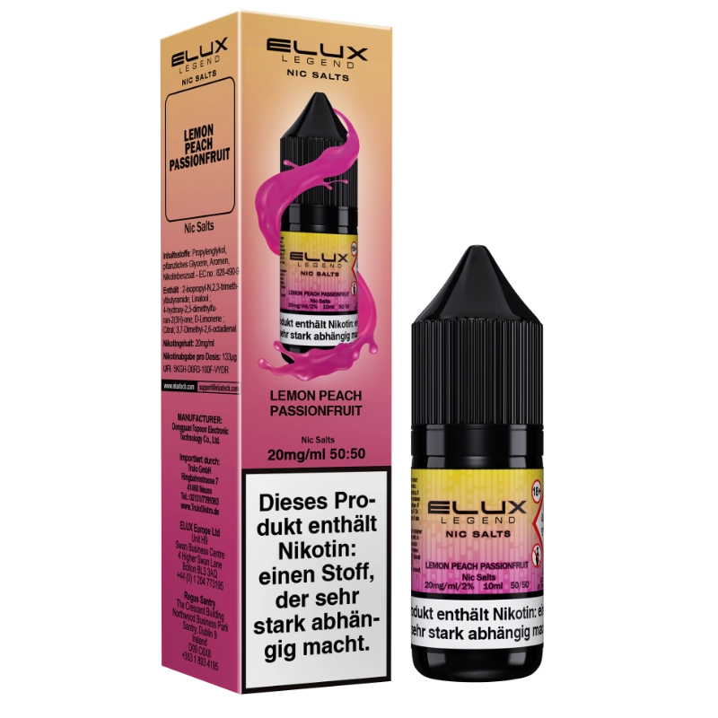 Elux Nic Salts 10ml - Lemon Peach Passion 20mg