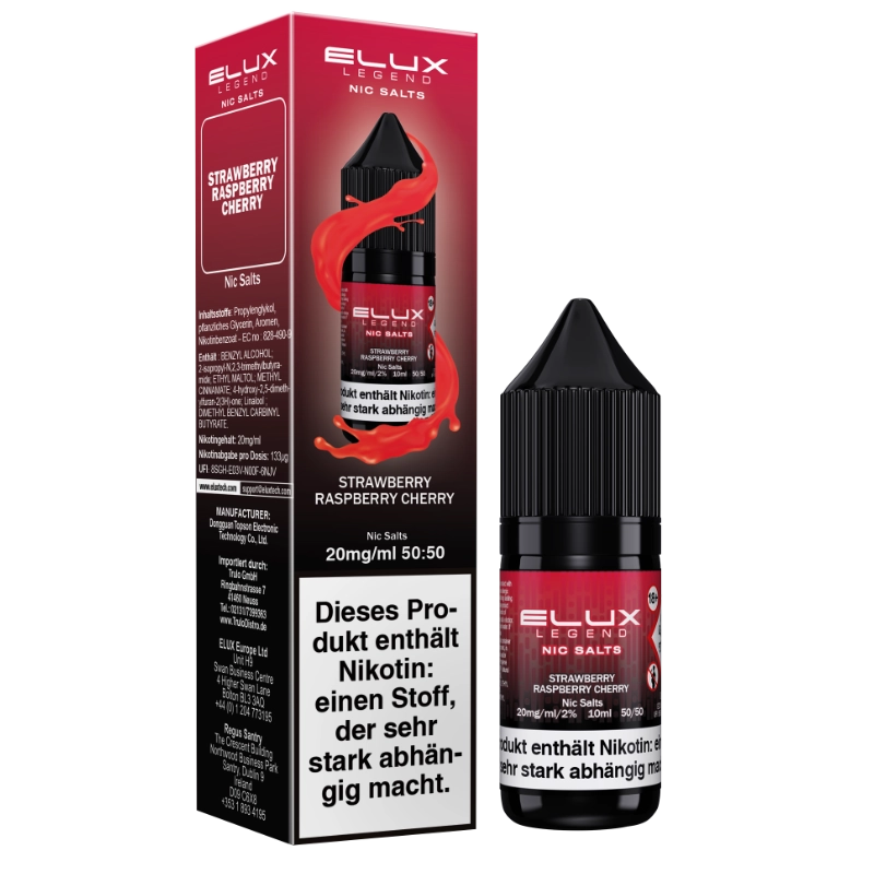 Elux Nic Salts 10ml - Strawberry Raspberry Cherry 20mg